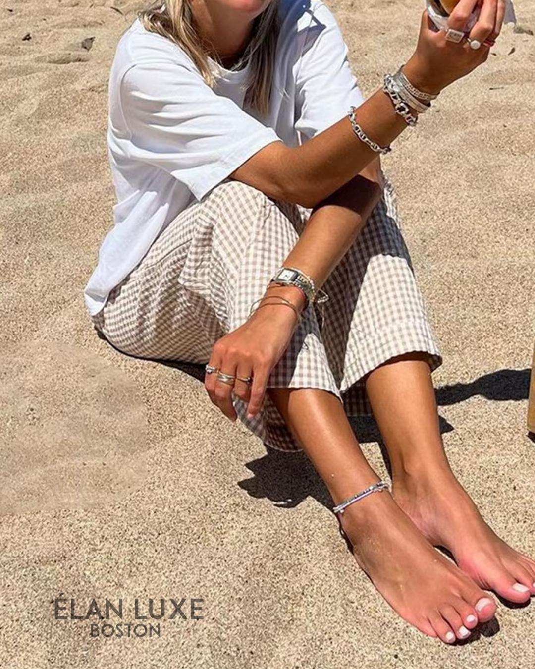 Gaono Plaid Drawstring Lounge Pants