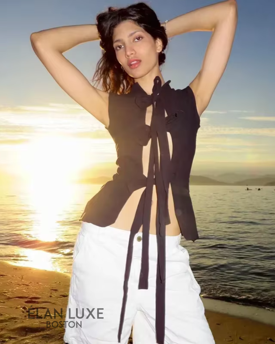 Elia Lace-Up Sleeveless Top