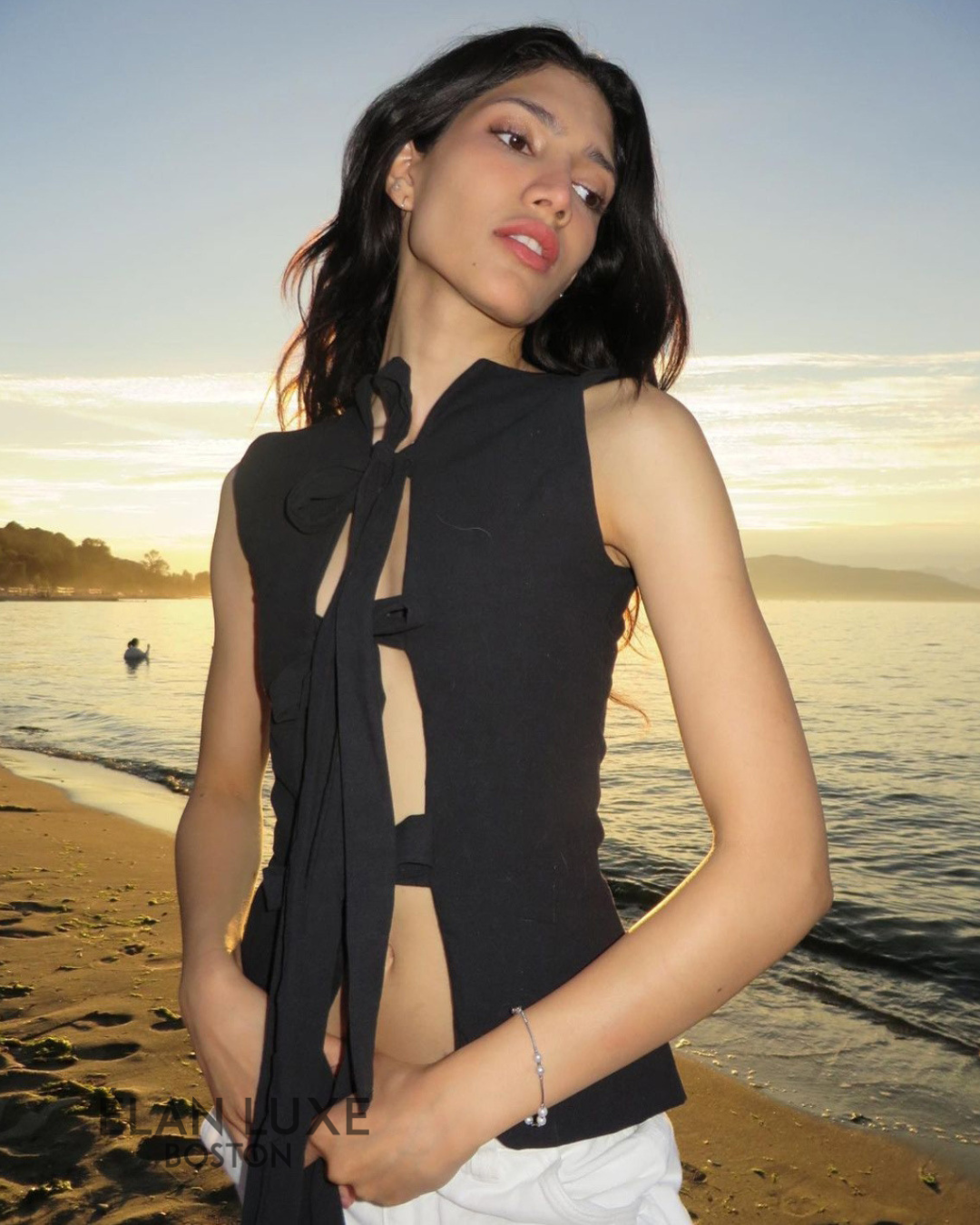 Elia Lace-Up Sleeveless Top