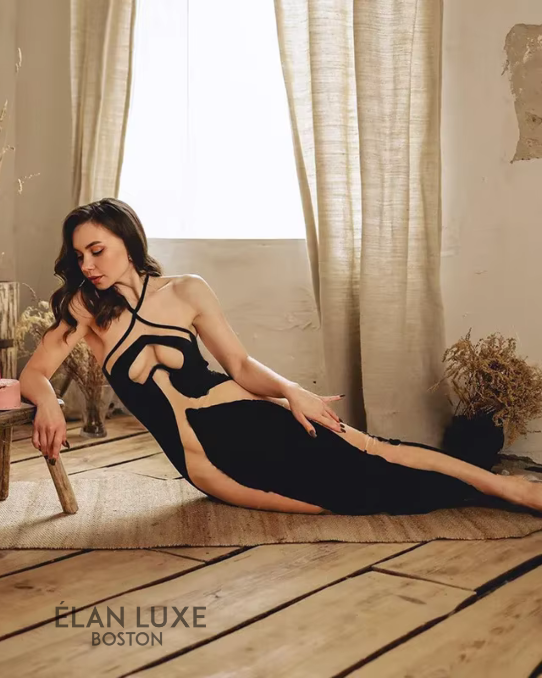 Illusion Contour Bodycon Maxi Dress