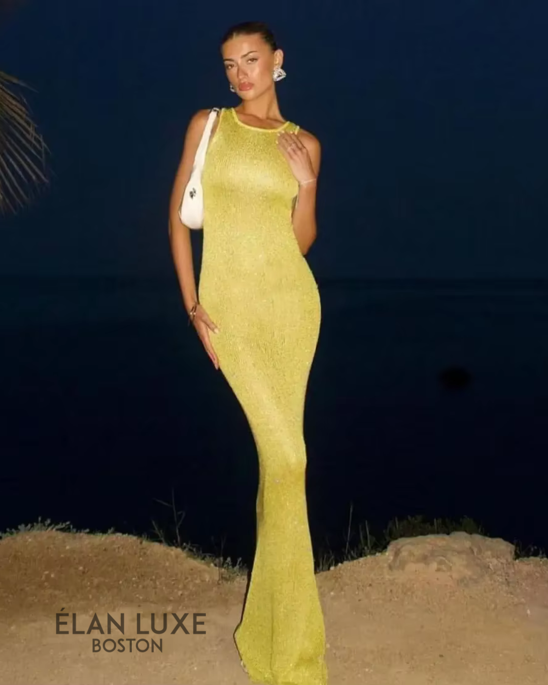 Serene Shores Ribbed Knit Maxi Dress