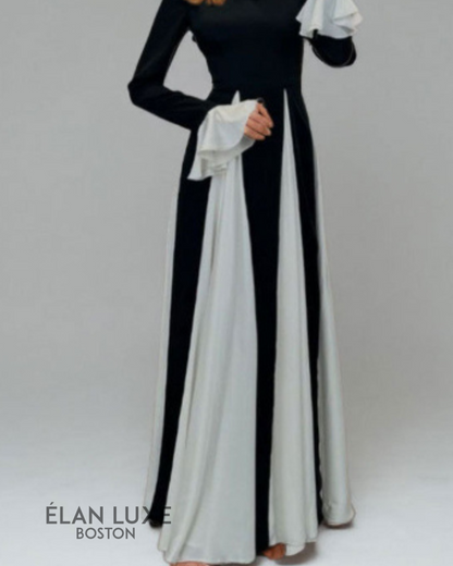 Contrast Patchwork Maxi Dress