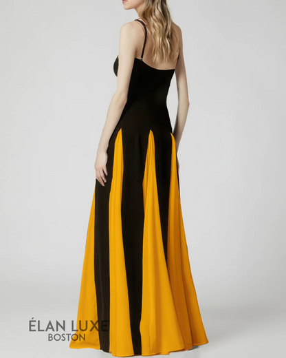 Contrast Patchwork Maxi Dress