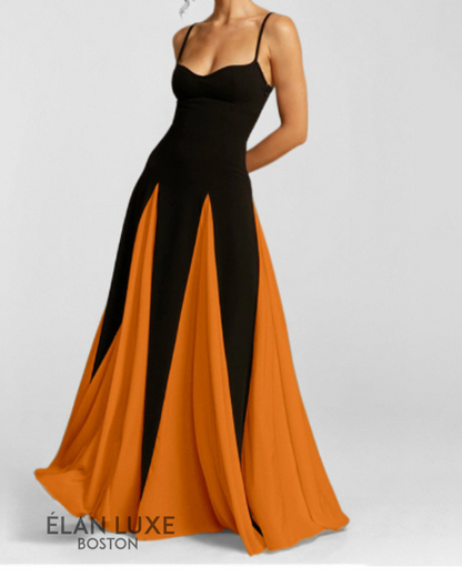 Contrast Patchwork Maxi Dress