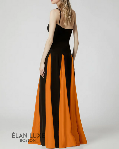 Contrast Patchwork Maxi Dress