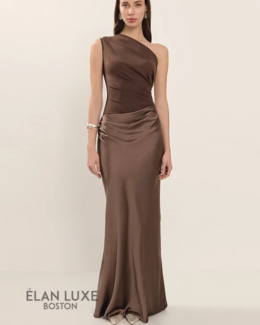 Serena™ | Satin One-Shoulder Evening Dress – Elegant Formal Look