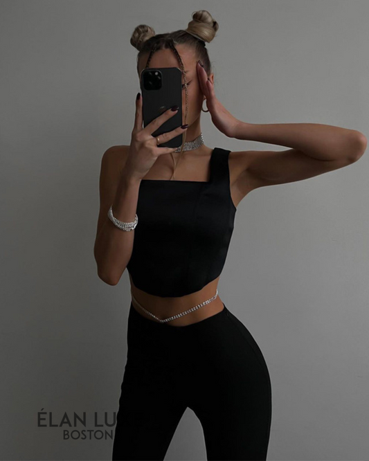 Corset-Inspired Black Crop Top