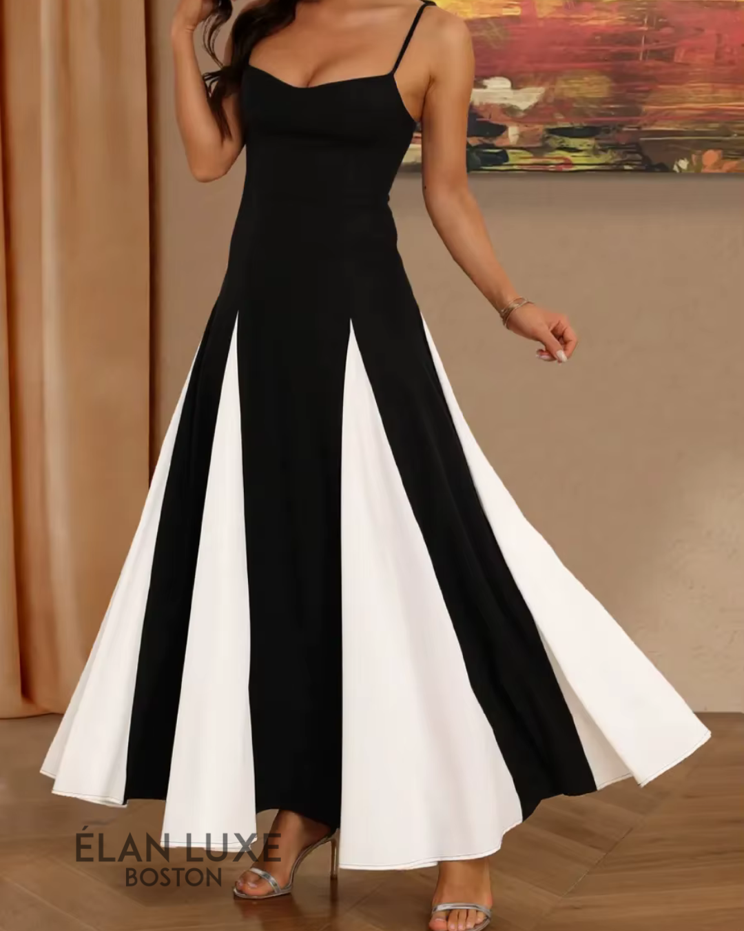 Contrast Patchwork Maxi Dress