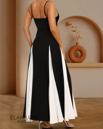Contrast Patchwork Maxi Dress
