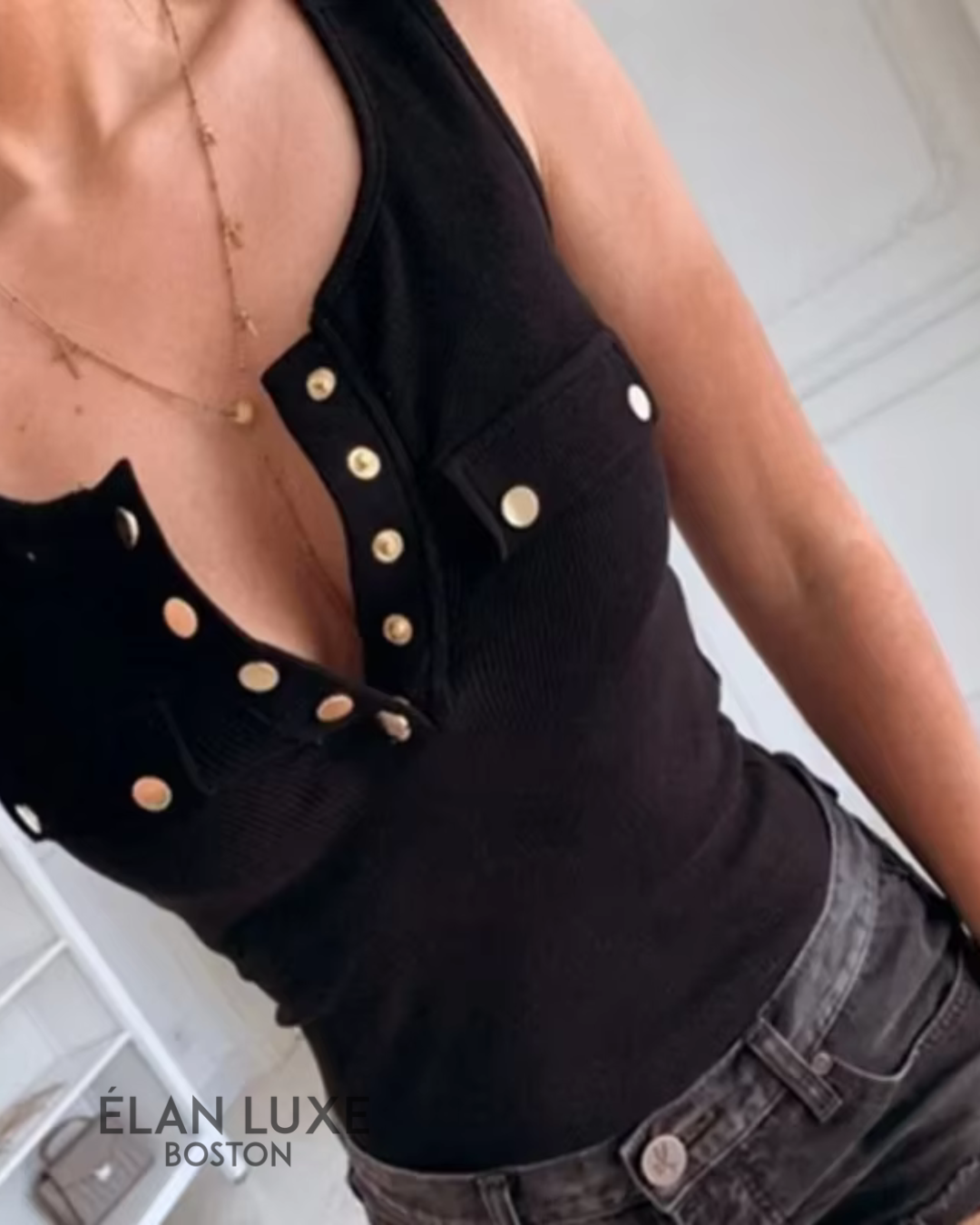Calla Button-Front Pocket Tank