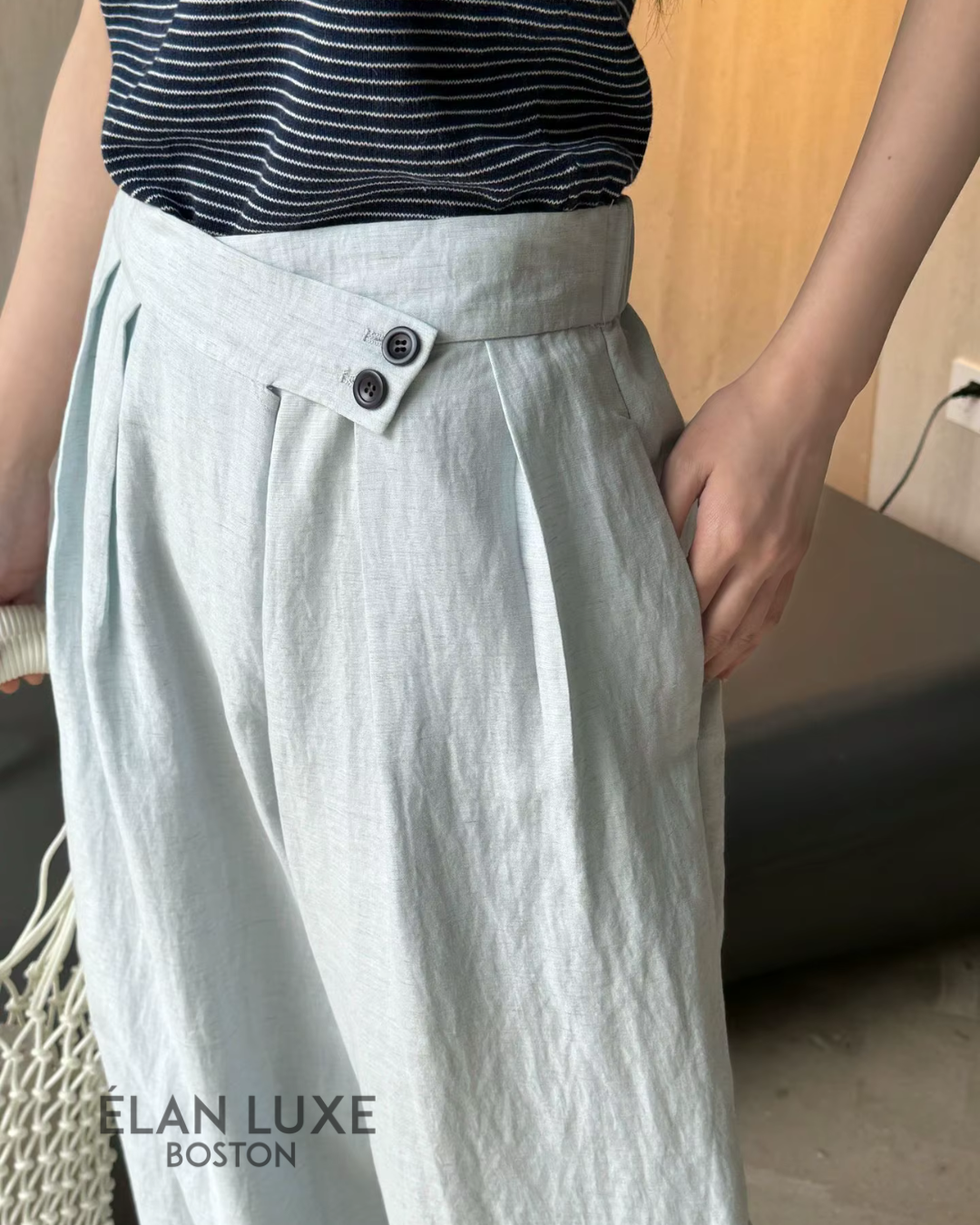 Livia Asymmetric Button Linen-Blend Trousers
