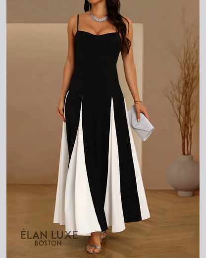 Contrast Patchwork Maxi Dress