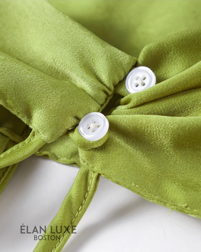Pistachio Drape One-Shoulder Maxi Dress