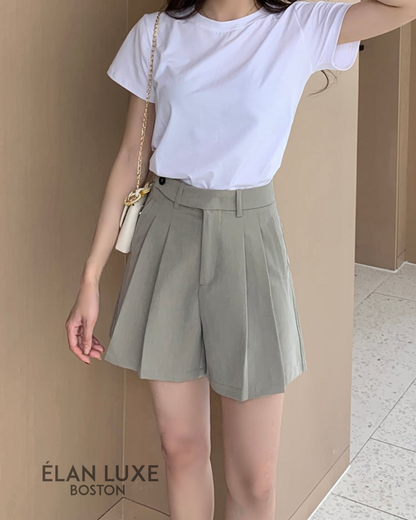 Valette Pleated High-Waist Shorts