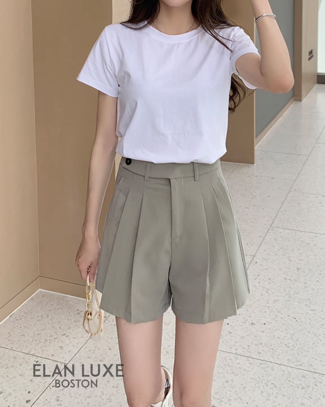 Valette Pleated High-Waist Shorts