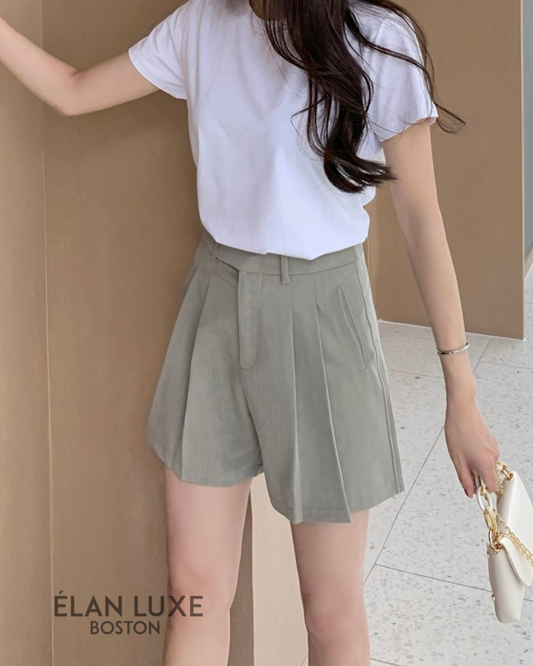 Valette Pleated High-Waist Shorts