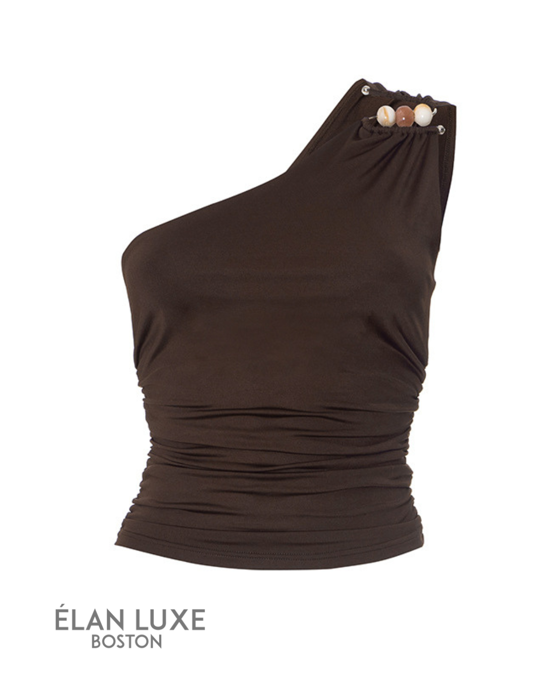 Lyra One-Shoulder Beaded Top