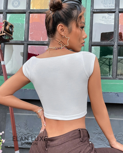 Aria Ribbed Sweetheart Crop Top