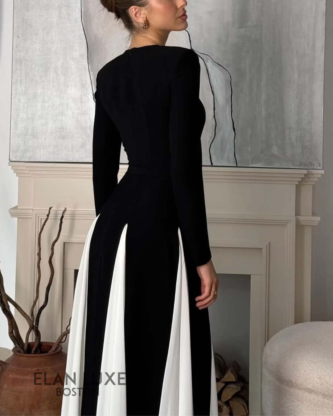Contrast Patchwork Maxi Dress
