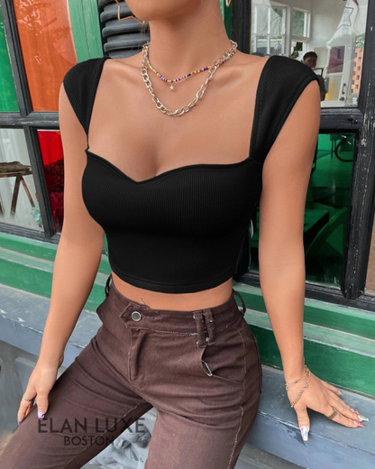 Aria Ribbed Sweetheart Crop Top