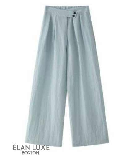 Livia Asymmetric Button Linen-Blend Trousers