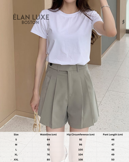 Valette Pleated High-Waist Shorts