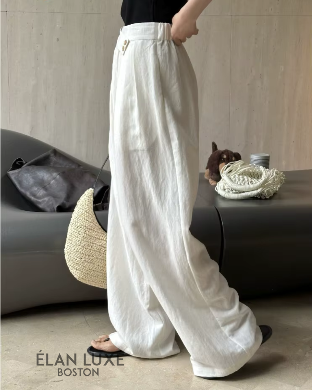 Livia Asymmetric Button Linen-Blend Trousers